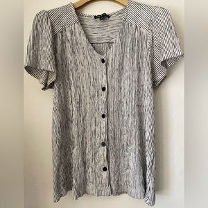 Black and white striped button down blouse